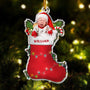 Custom Baby In Christmas Sock Personalized Acrylic Photo Ornament_3