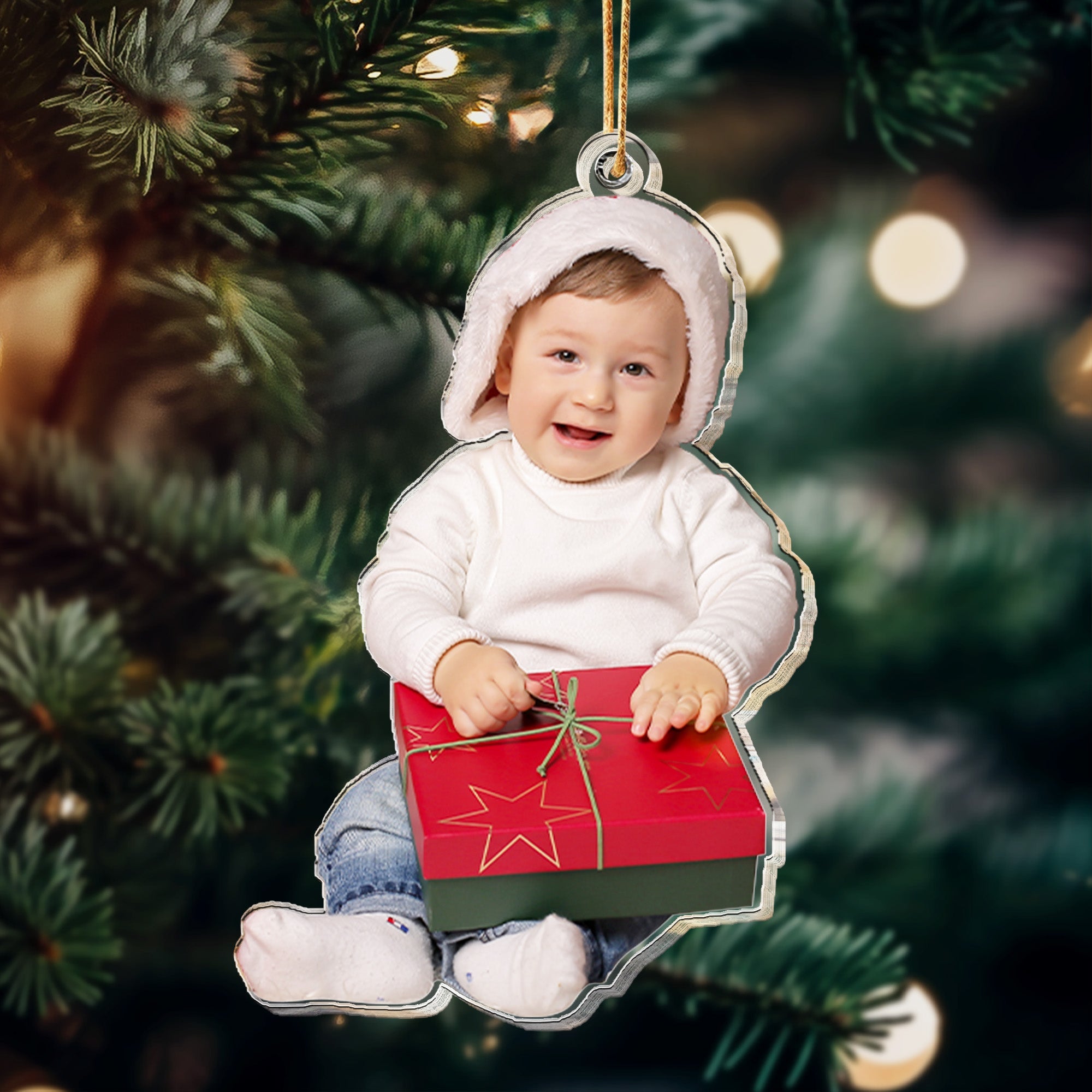 Custom Christmas Baby Newborn Gift_ 1st Xmas Personalized Acrylic Photo Ornament_1