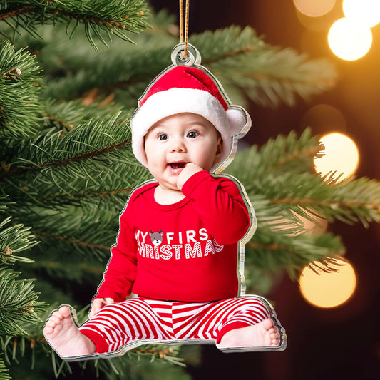 Custom Christmas Baby Newborn Gift_ 1st Xmas Personalized Acrylic Photo Ornament_2