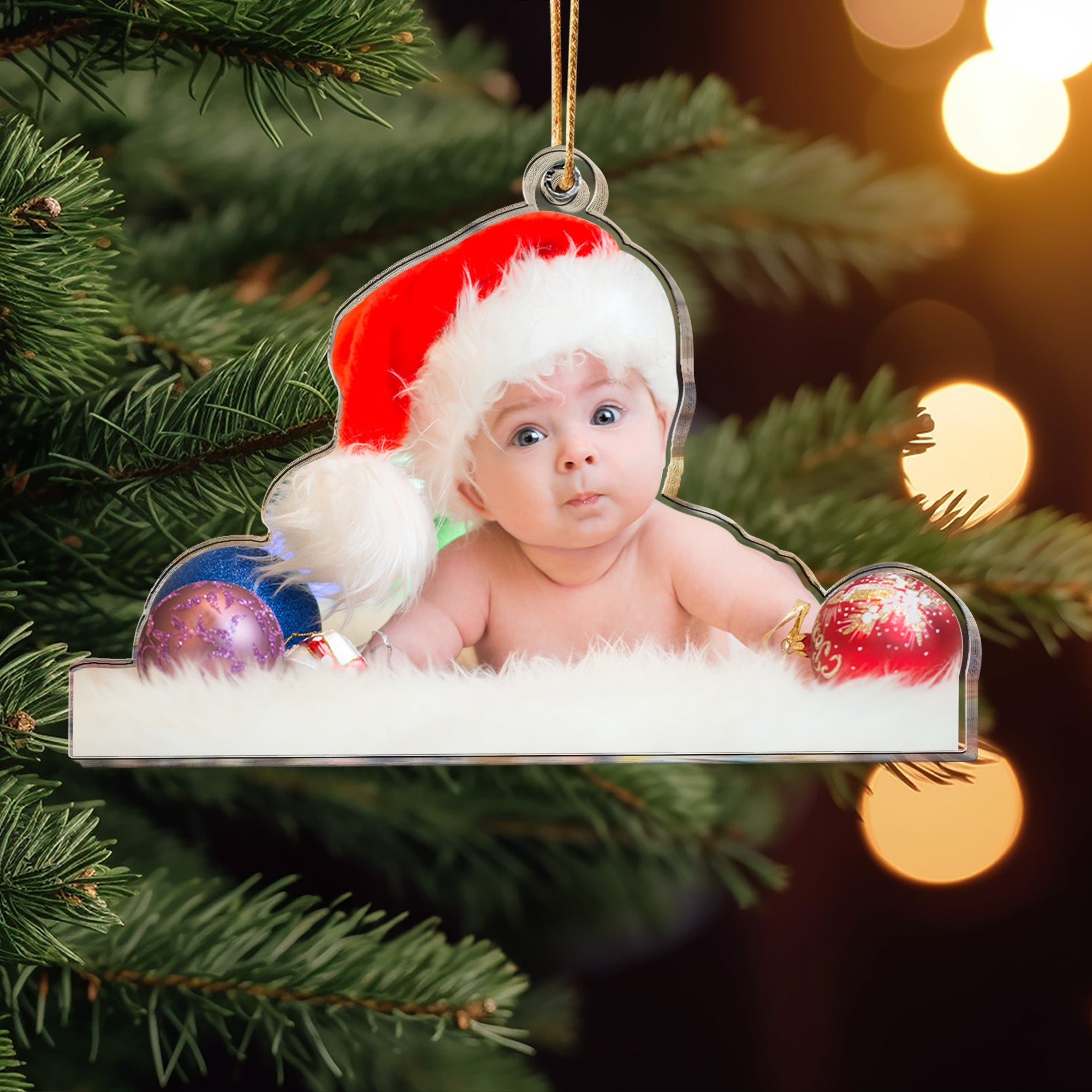 Custom Christmas Baby Newborn Gift_ 1st Xmas Personalized Acrylic Photo Ornament_3