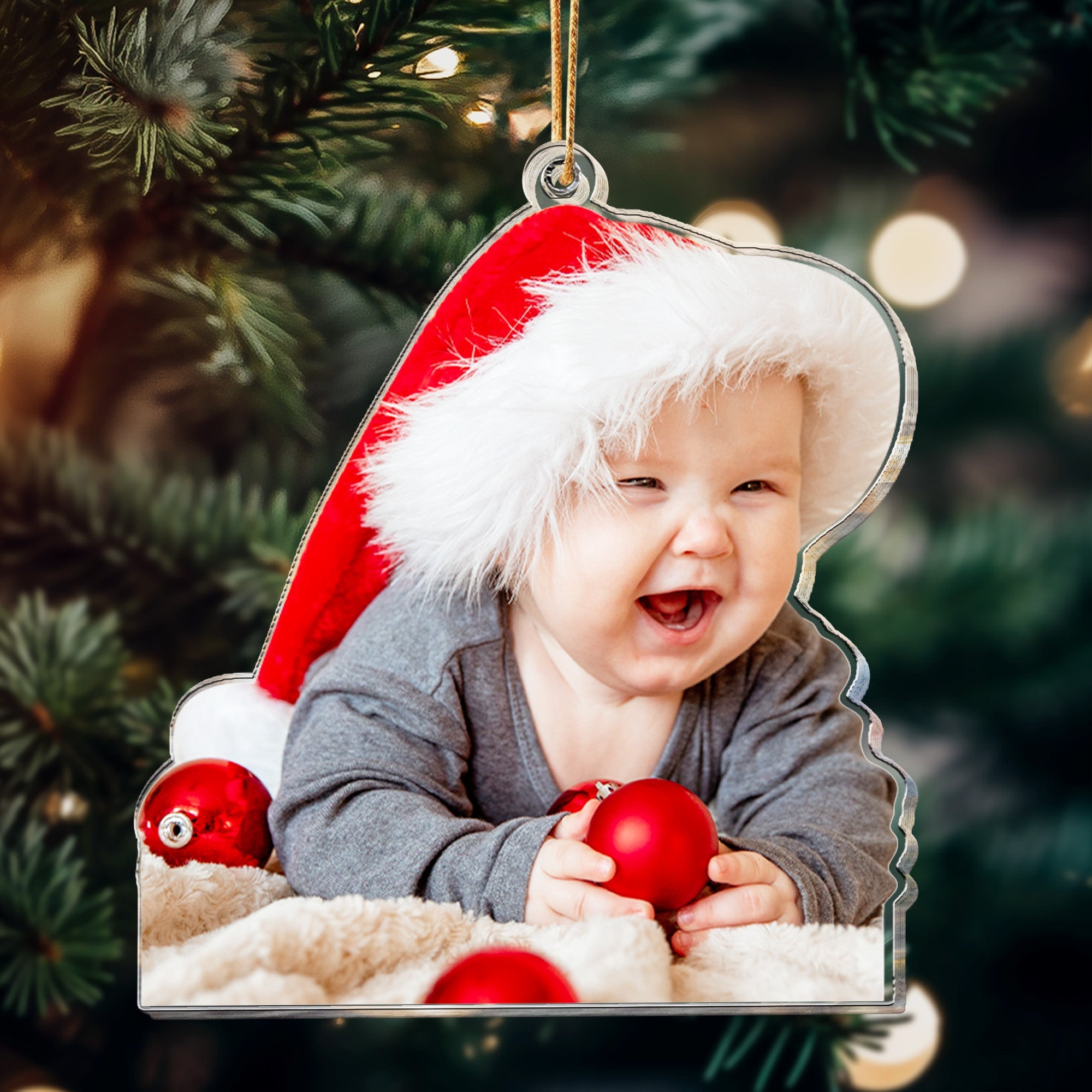 Custom Christmas Baby Newborn Gift_ 1st Xmas Personalized Acrylic Photo Ornament_4