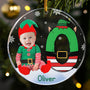 Custom Face Baby Elf Alphabet  Personalized Acrylic Photo Ornament_1