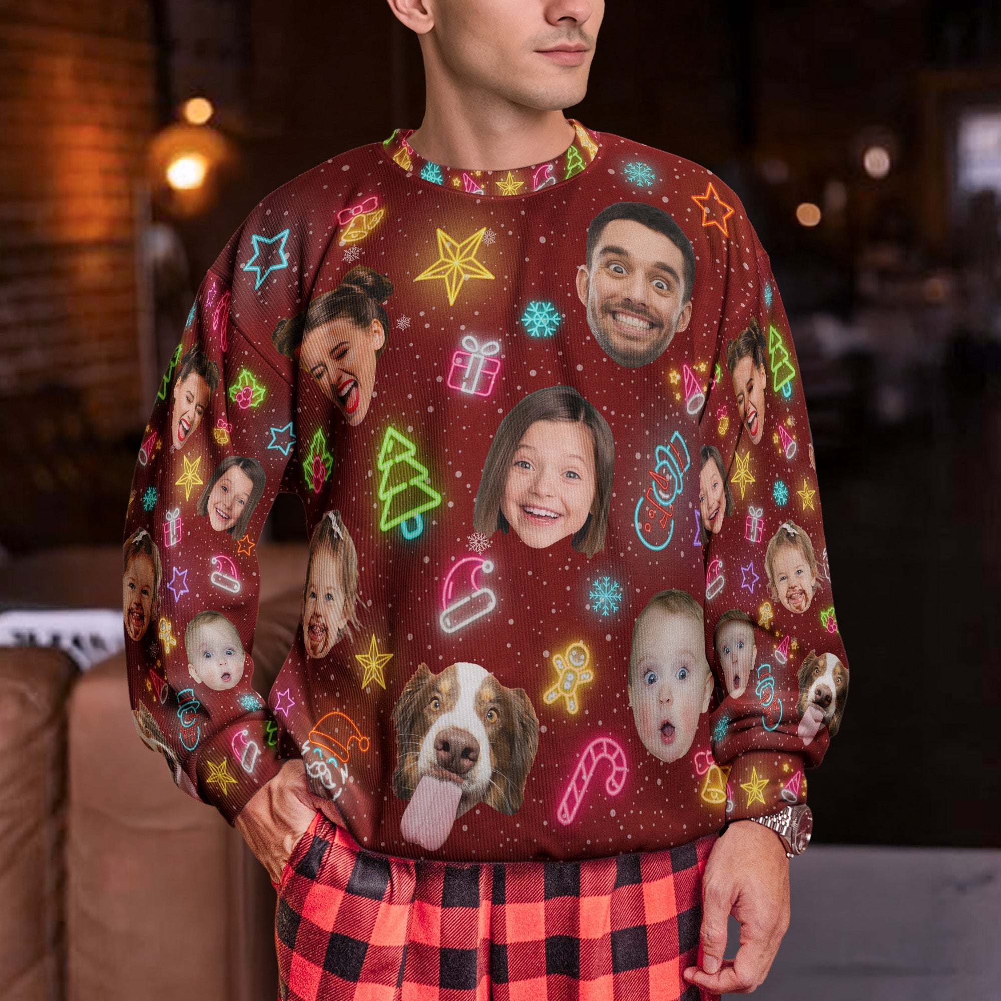 Custom Face Funny Light Up Christmas Personalized Photo Ugly Sweater_3_0da54074 fead 4922 9e25 37513b90a07c