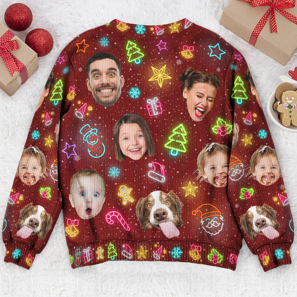 Custom Face Funny Light Up Christmas Personalized Photo Ugly Sweater_5