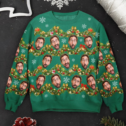 Custom Face Silly Christmas Tinsel Personalized Photo Ugly Sweater_2_e0b60eed 53ae 4eba 82b8 7a7bbf8a73bf