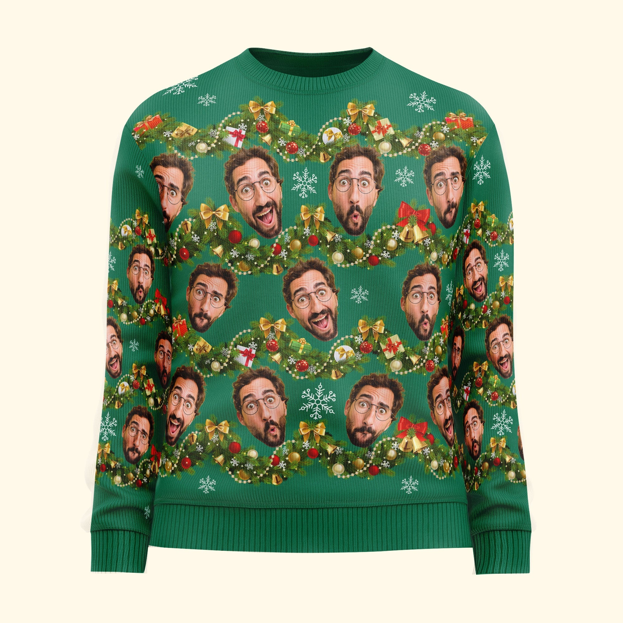 Custom Face Silly Christmas Tinsel Personalized Photo Ugly Sweater_3_e00e780e 8e61 484d 90f5 f8cfa5c915c8