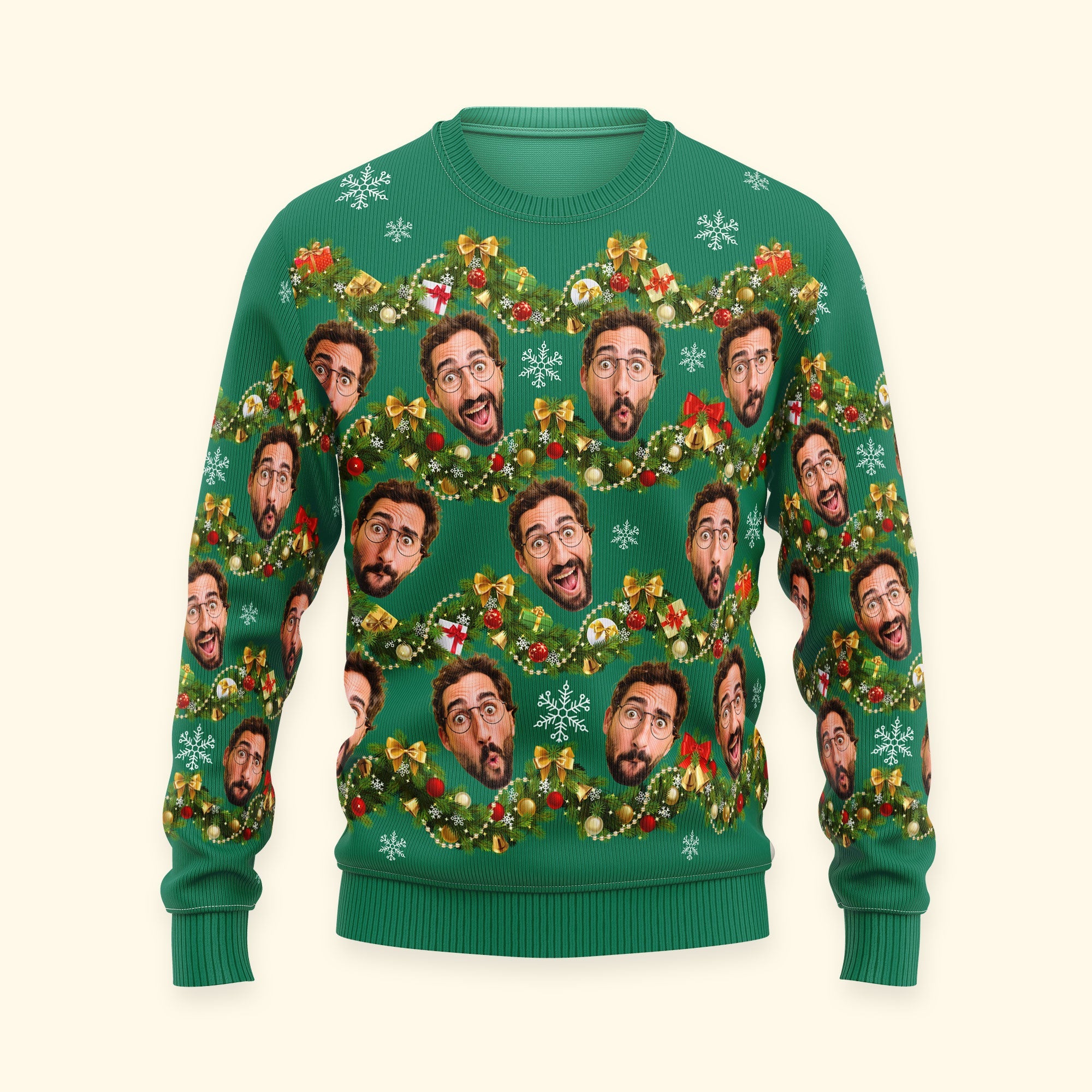 Custom Face Silly Christmas Tinsel Personalized Photo Ugly Sweater_4_37828ffd 4ae1 4b05 8ad7 73699a2e4e06