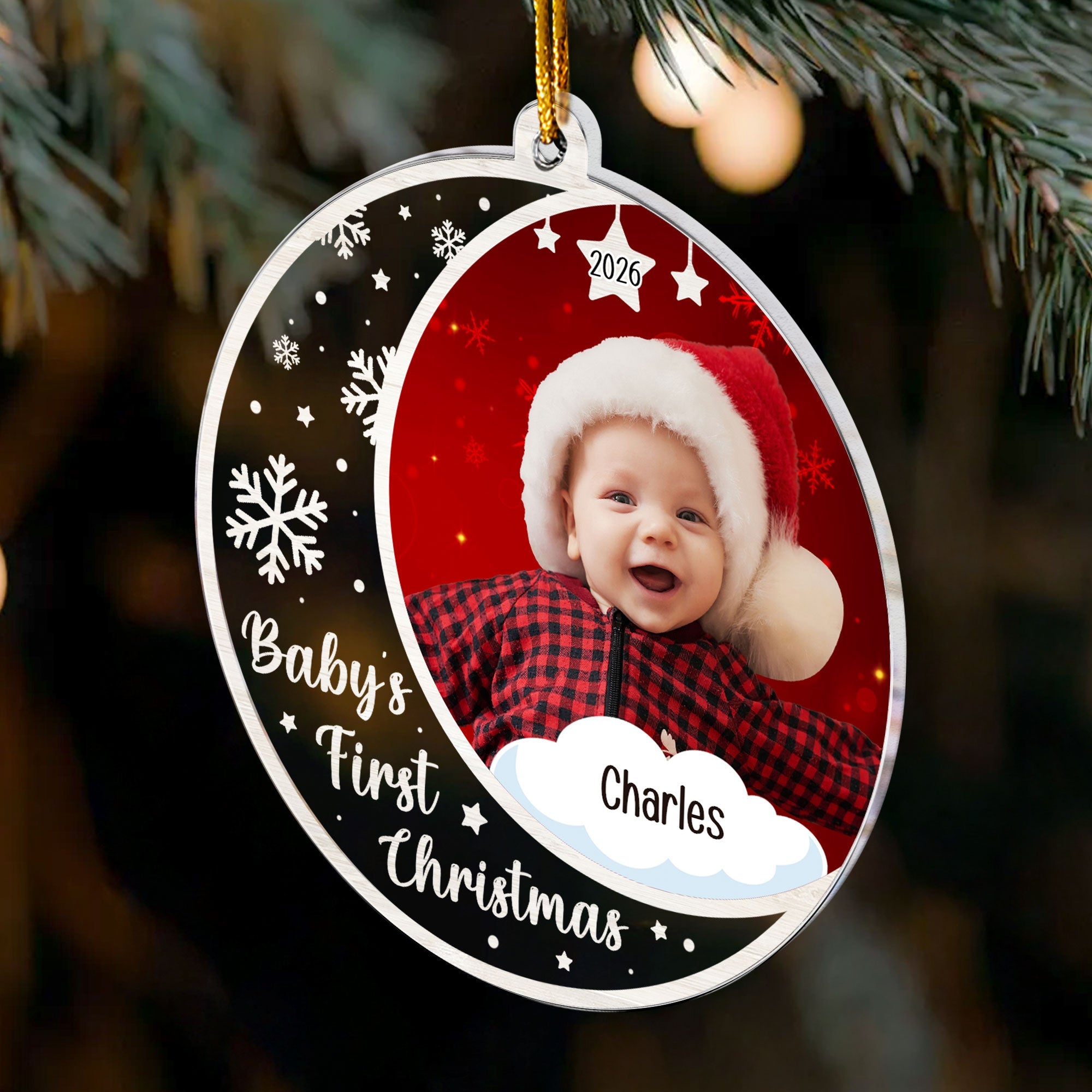 Custom Photo Babys First Christmas Personalized Acrylic Photo Ornament_1_3