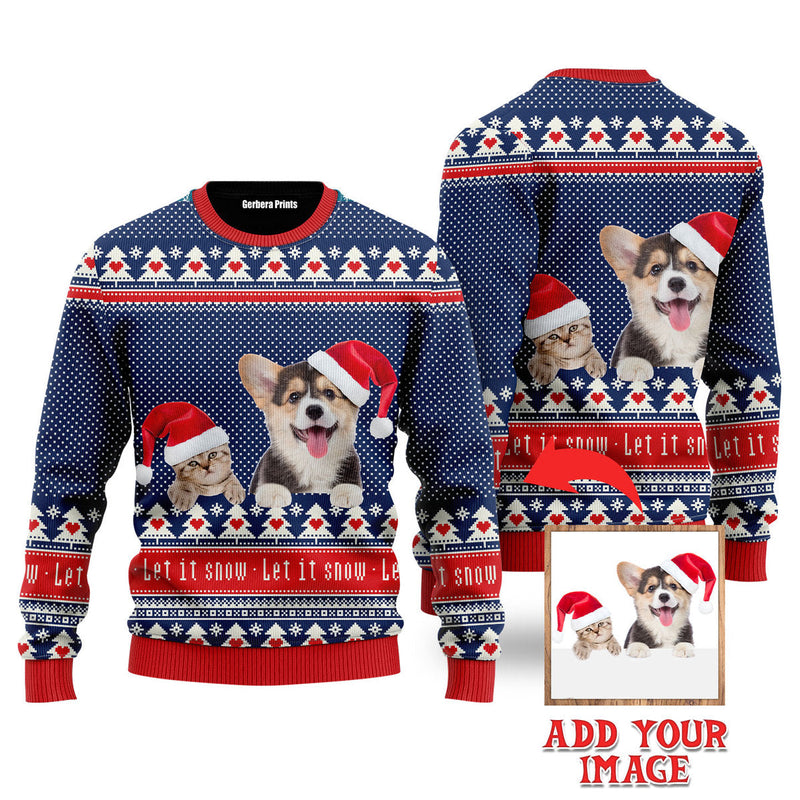 Photo Inserted Let It Snow Christmas Sweaters For Pet Lover