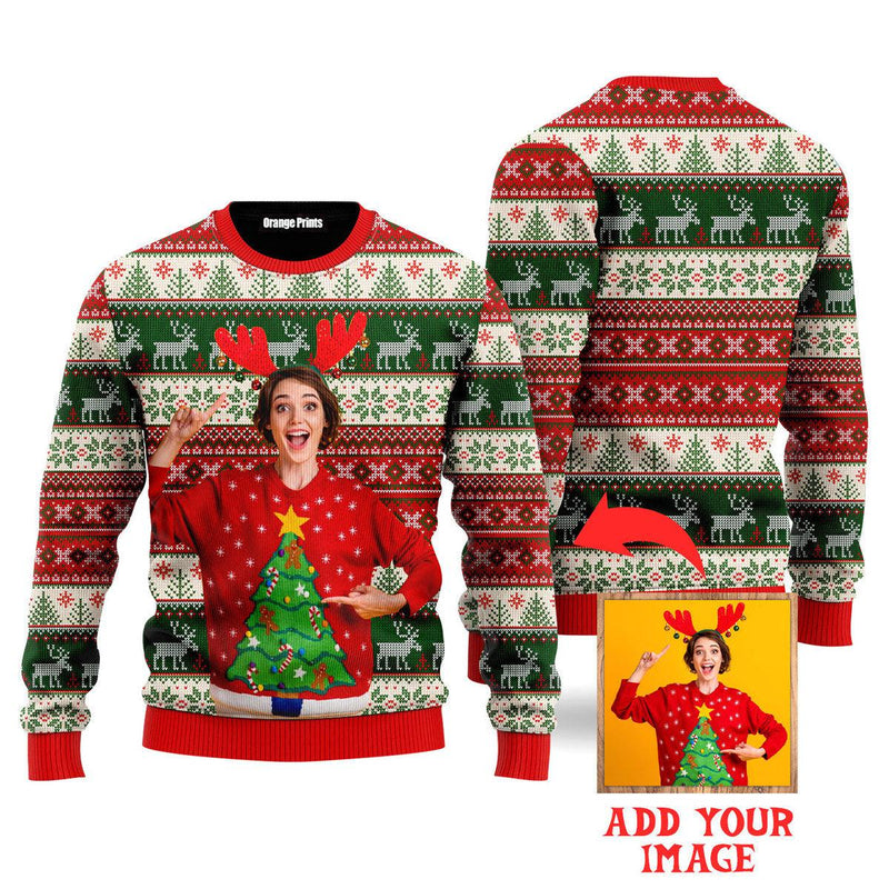 Photo Inserted On Vintage Tacky Christmas Sweaters For Men & Women