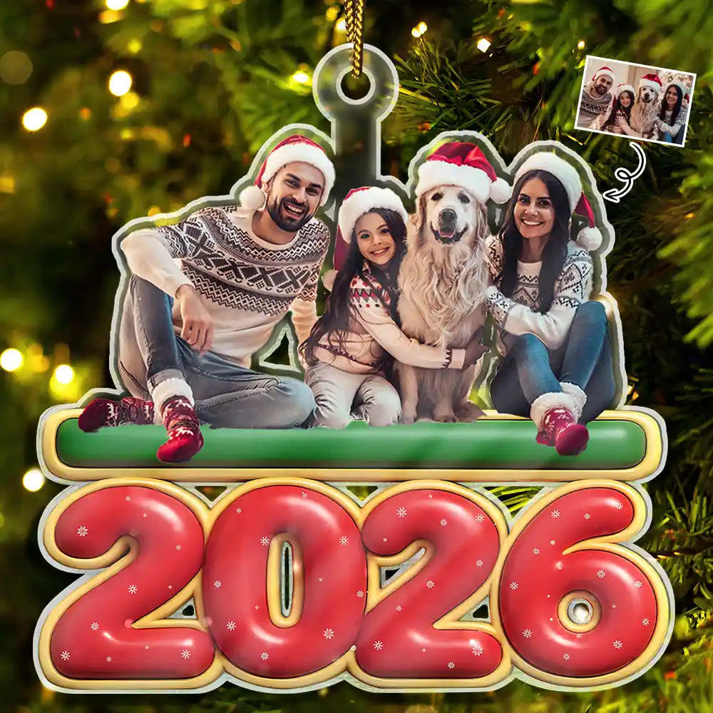 CustomPhoto3DEffectChristmasFamilyGatheredTogether PersonalizedCustomShapedAcrylicOrnament HA367 DSR1323 MKDEF