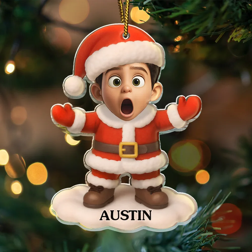CustomPhoto3DEffectFaceArtFunnyBabyKid PersonalizedCustomShapedAcrylicOrnament MK2
