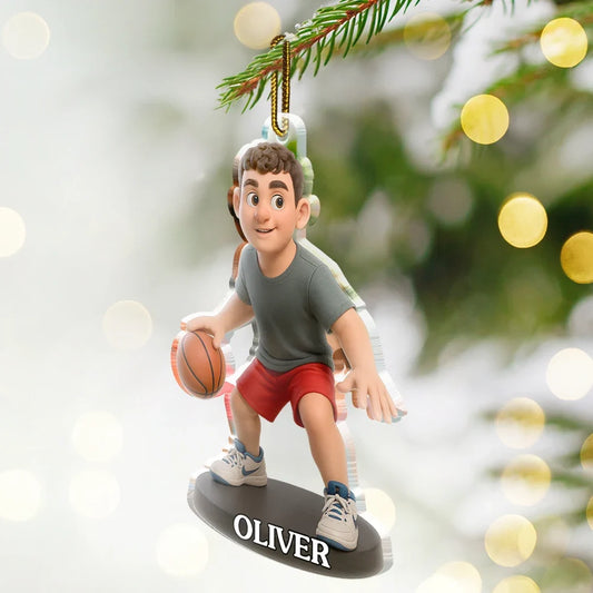CustomPhoto3DEffectFigureArtBasketballLover PersonalizedCustomShapedAcrylicOrnament MK1