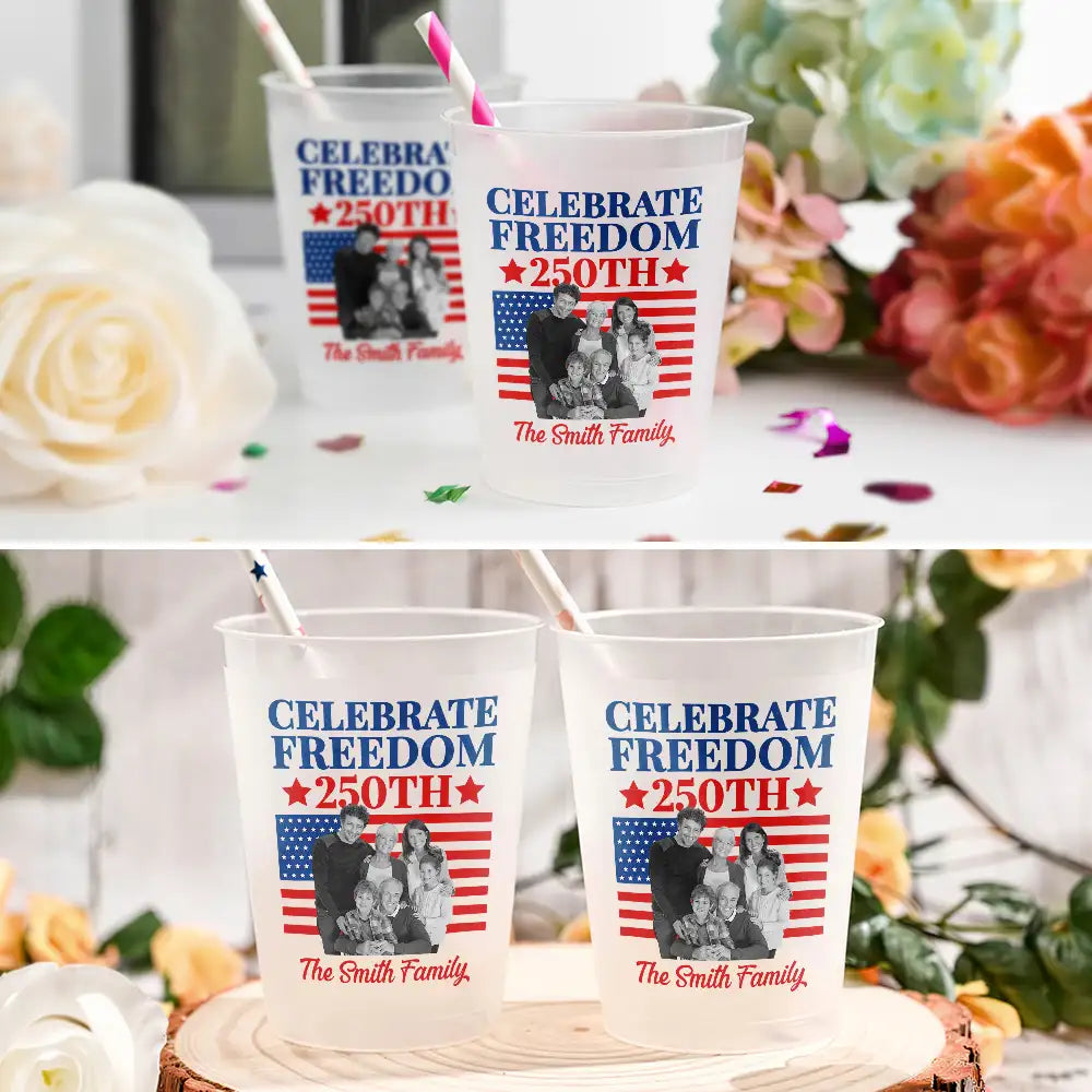 CustomPhotoAmerica250thAnniversaryProudFamily PersonalizedFrostedCups QA015 CLA3069 MK4