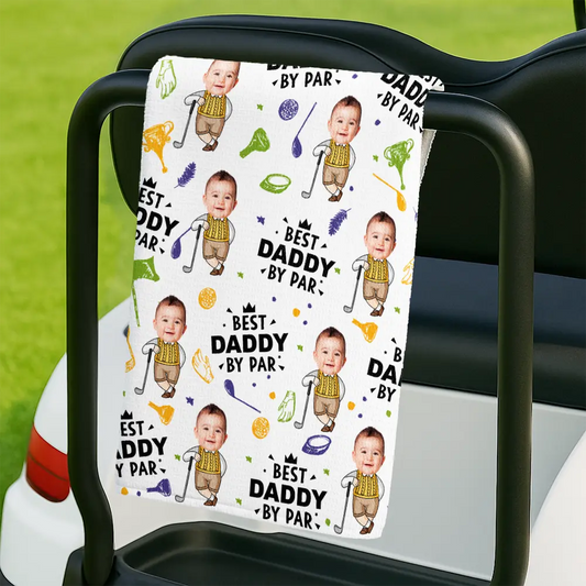 CustomPhotoBestDadByParFunnyKid PersonalizedGolfTowel KK1256 NAH4793 Mk 1