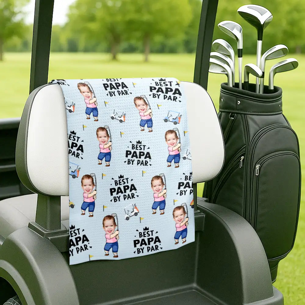 CustomPhotoBestDadByParFunnyKid PersonalizedGolfTowel KK1256 NAH4793 Mk 4