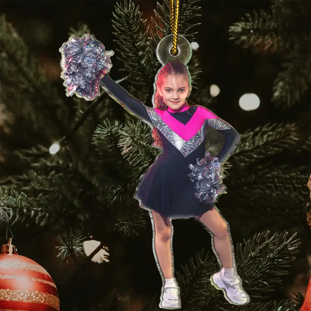 CustomPhotoCheerleaderChristmasDecorations PersonalizedAcrylicPhotoOrnament TK824 CLA1476 MkWebs2