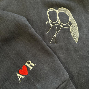 Custom Photo Couple - Embroidered Hoodie, Sweatshirt, Tshirt - Anniversary Gift for Couple