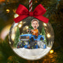CustomPhotoFaceKidRidingMonsterTruck Personalized3DAcrylicBallOrnament AH1133 Mk4