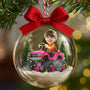 CustomPhotoFaceKidRidingMonsterTruck Personalized3DAcrylicBallOrnament AH1133 Mk5
