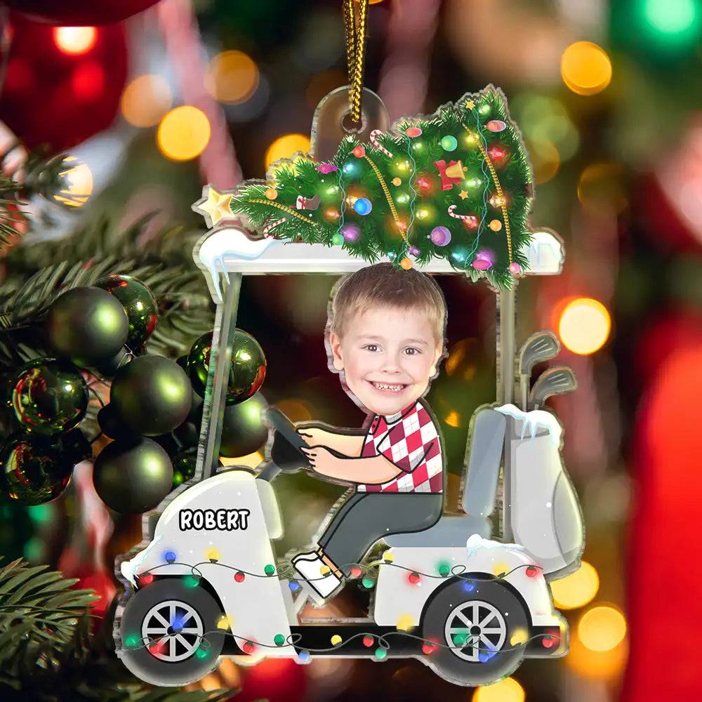 CustomPhotoFunnyFaceGolfCartKidBaby PersonalizedAcrylicPhotoOrnament TG067 CLA1535 MockupWeb4