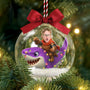 CustomPhotoFunnyKidFaceRidingShark Personalized3DAcrylicBallOrnament AH1131 Mk 2
