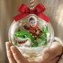 CustomPhotoFunnyKidFaceRidingShark Personalized3DAcrylicBallOrnament AH1131 Mk 3