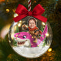CustomPhotoFunnyKidFaceRidingShark Personalized3DAcrylicBallOrnament AH1131 Mk 4