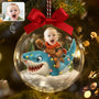 CustomPhotoFunnyKidFaceRidingShark Personalized3DAcrylicBallOrnament AH1131 Mk Def