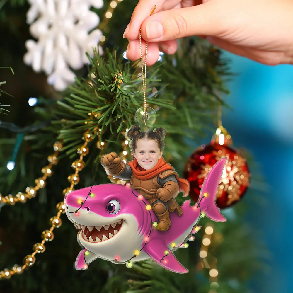 CustomPhotoFunnyKidFaceShark PersonalizedAcrylicPhotoOrnament TK841 CLA1526 MkWebs3