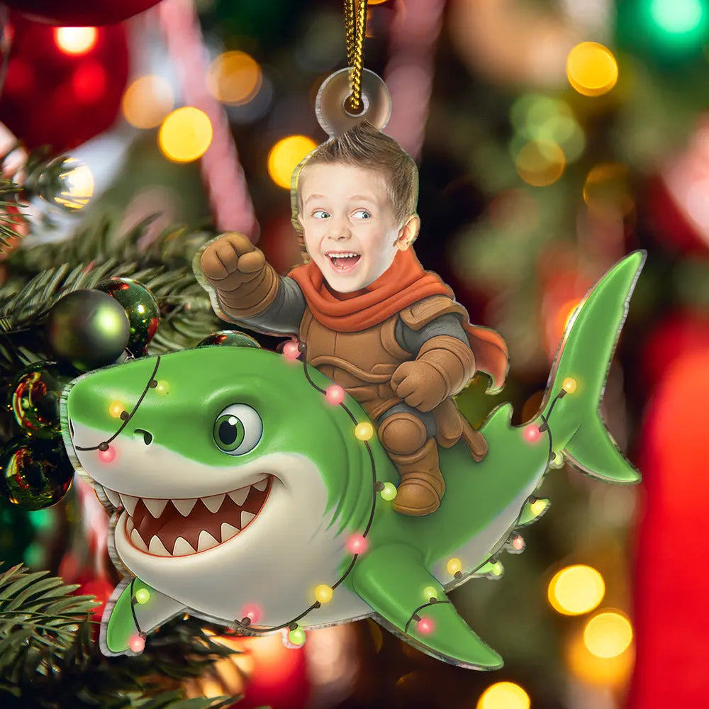 CustomPhotoFunnyKidFaceShark PersonalizedAcrylicPhotoOrnament TK841 CLA1526 MkWebs4