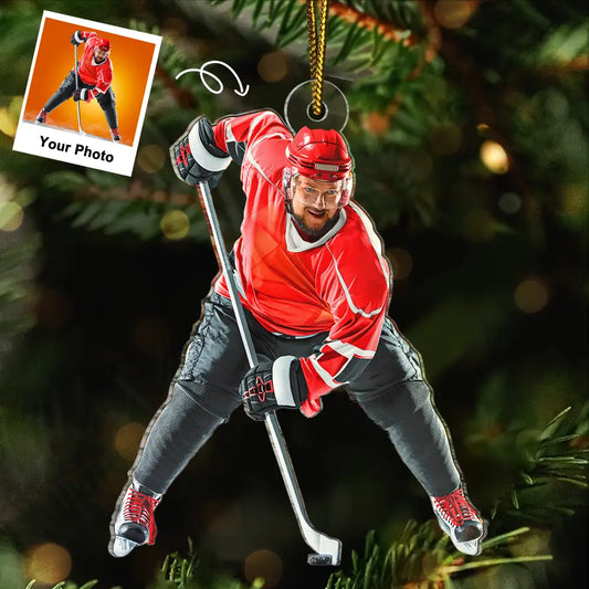 CustomPhotoIceHockeyPlayer PersonalizedAcrylicPhotoOrnament TK826 CLA1477 MkDEF