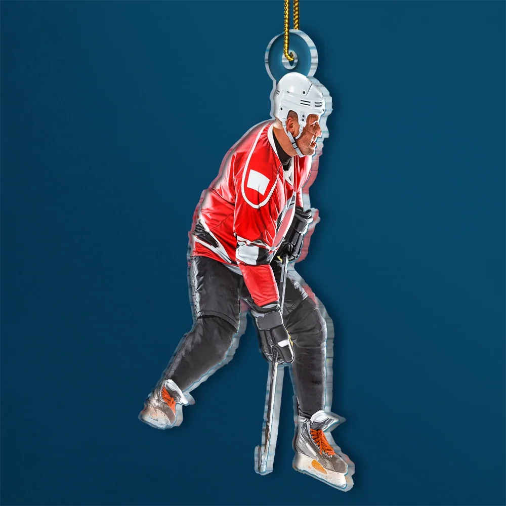 CustomPhotoIceHockeyPlayer PersonalizedAcrylicPhotoOrnament TK826 CLA1477 MkWEbs1