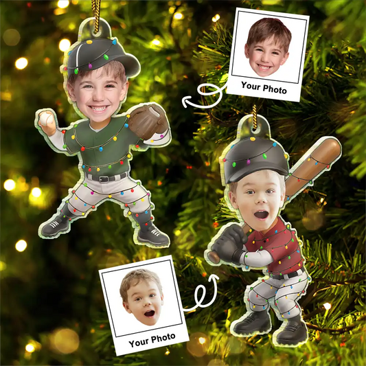 CustomPhotoKidPlayingBaseball PersonalizedAcrylicPhotoOrnament TG062 CLA1532 mokcupdef