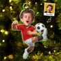 CustomPhotoKidPlayingFootball PersonalizedAcrylicPhotoOrnament TK858 CLA1530 MkDEF