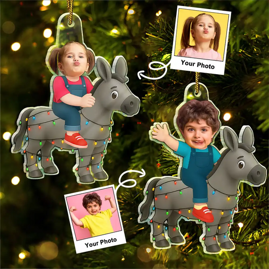 CustomPhotoKidRidingDonkey PersonalizedAcrylicPhotoOrnament TG065 CLA1539 MockupDef