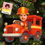 CustomPhotoKidRidingFireTruck PersonalizedAcrylicPhotoOrnament TK843 CLA1528 MkDEF