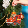 CustomPhotoKidRidingFireTruck PersonalizedAcrylicPhotoOrnament TK843 CLA1528 MkWebs3