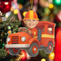CustomPhotoKidRidingFireTruck PersonalizedAcrylicPhotoOrnament TK843 CLA1528 MkWebs4