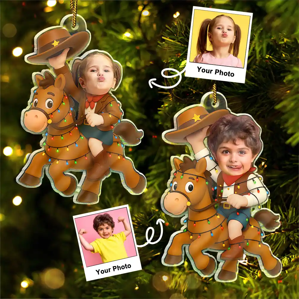 CustomPhotoLittleCowboyKidBoyKidGirl PersonalizedAcrylicPhotoOrnament TG063 CLA1536 Mockupdef