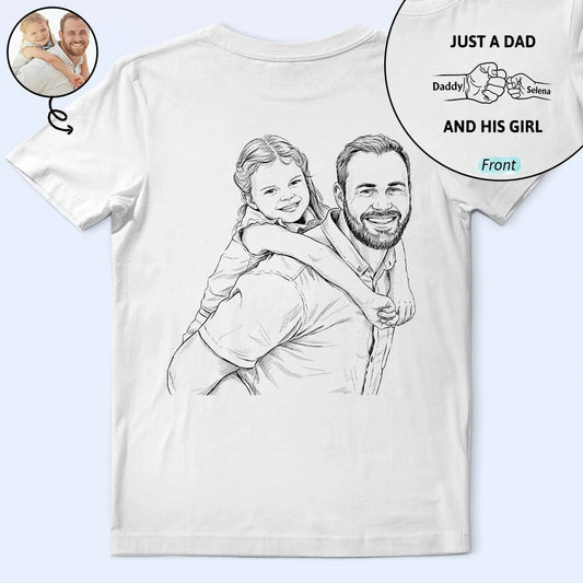 CustomPhotoPencilSketchJustADadAndHisGirl PersonalizedTShirt KK1542 CIN4486 DEF