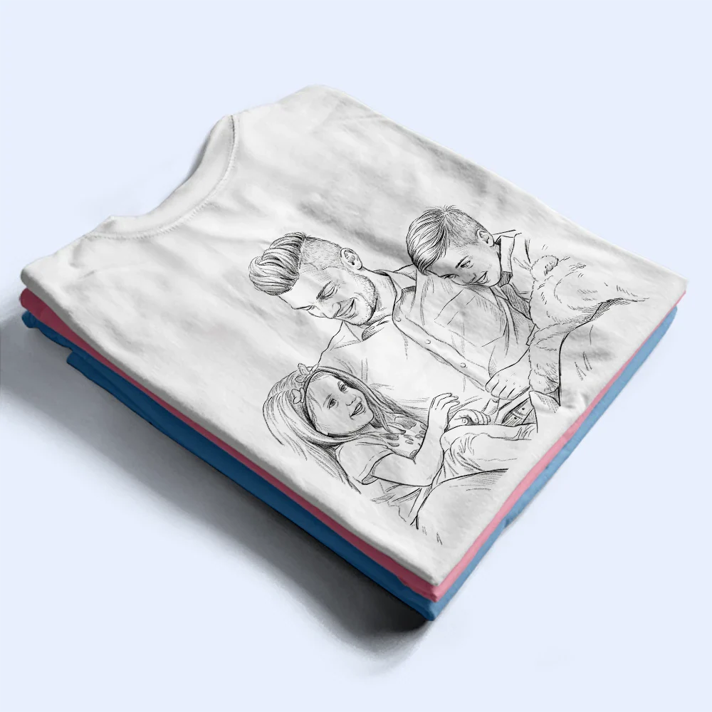 CustomPhotoPencilSketchJustADadAndHisGirl PersonalizedTShirt KK1542 CIN4486 Mk1