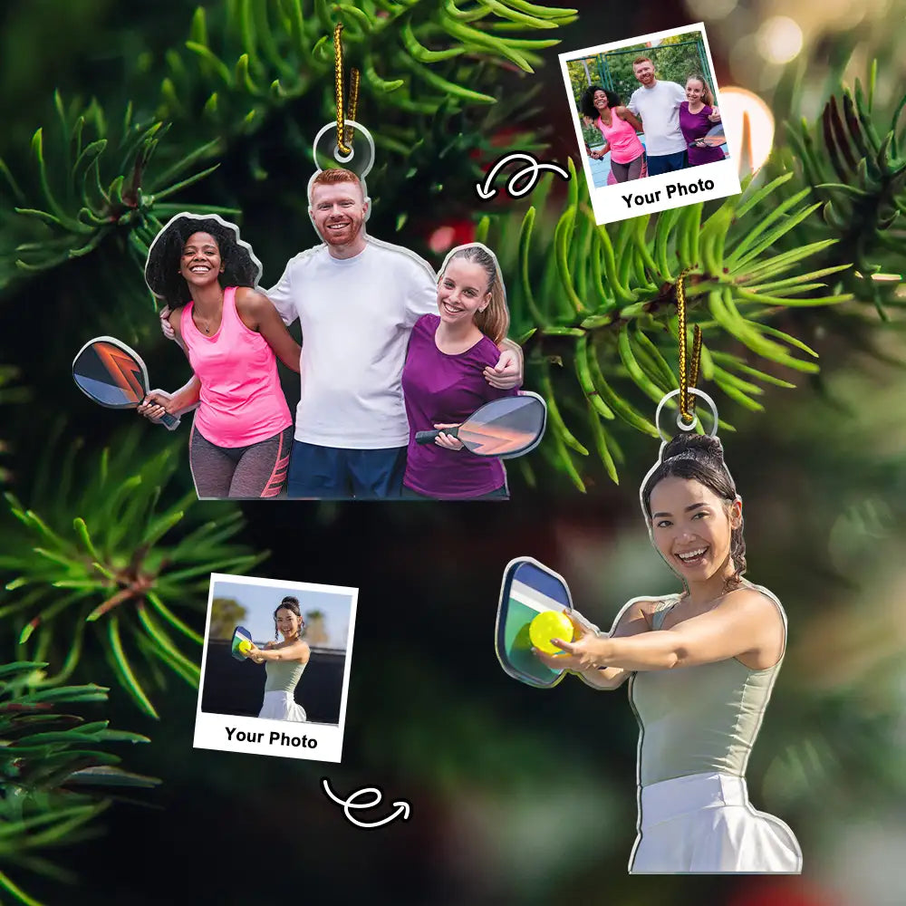 CustomPhotoPickleballChristmasDecorations PersonalizedAcrylicPhotoOrnament TK832 CLA1490 MkDEF