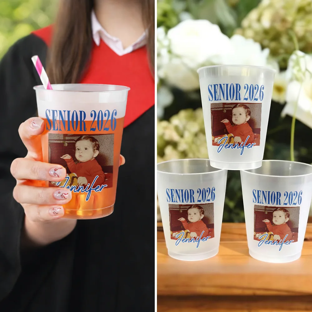 CustomPhotoSeniorVinatgeGraduation PersonalizedFrostedCups NP230 CLA2883 MK 3