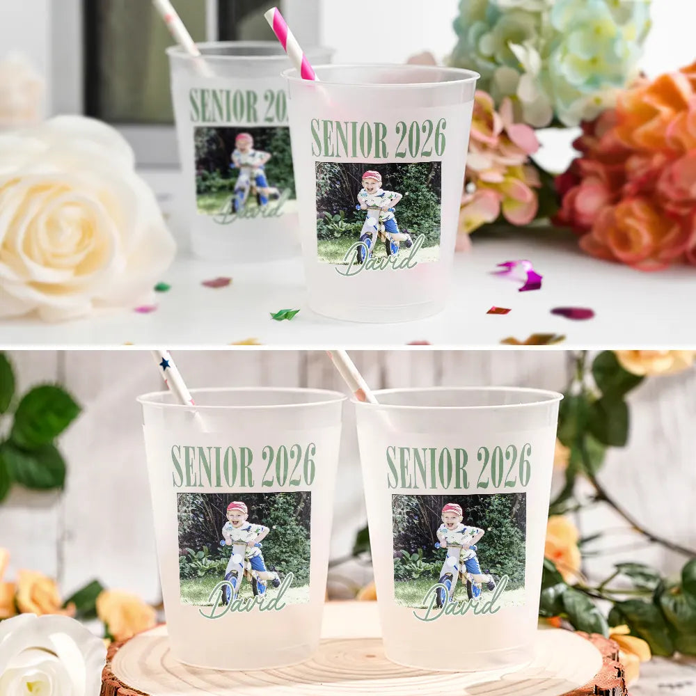 CustomPhotoSeniorVinatgeGraduation PersonalizedFrostedCups NP230 CLA2883 MK 4