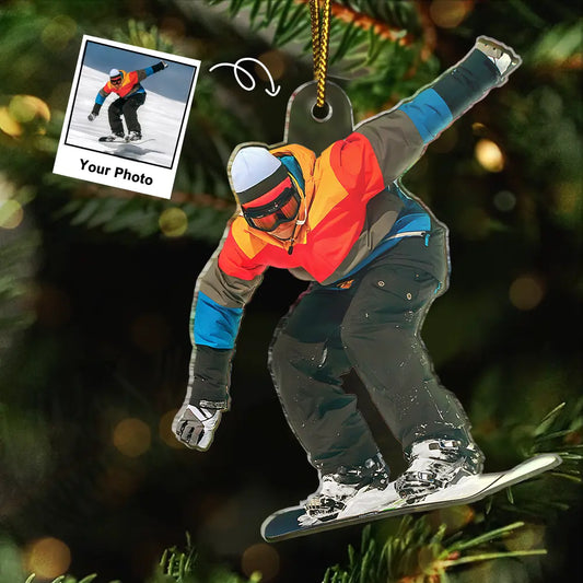 CustomPhotoSnowboardingLovers PersonalizedAcrylicPhotoOrnament TG056 CLA1485 mockupdef
