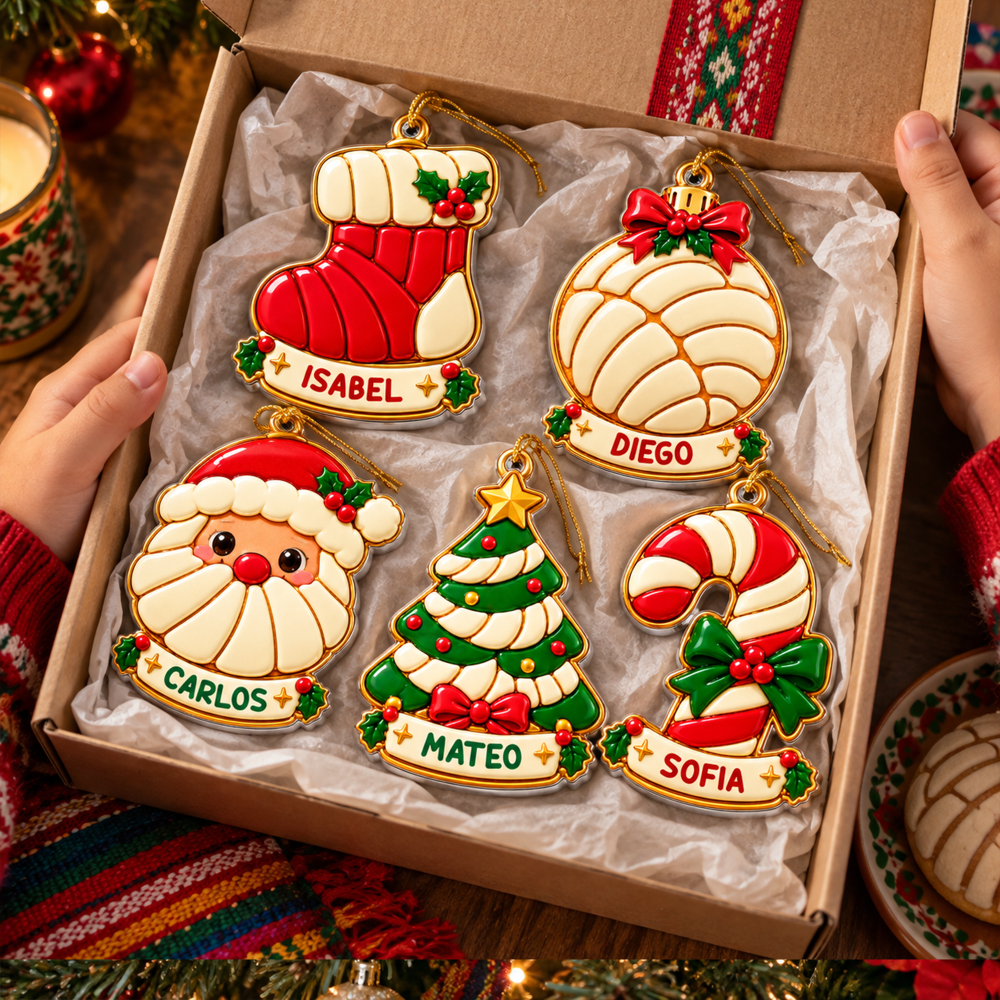 Custom_Navidad_Concha_Pan_Dulce_Ornament_Gift_For_Kids_Grandkids_Personalized_Ornament_2_f26910a7 2b85 4a3f 93dc 6f8cd16dbb4e