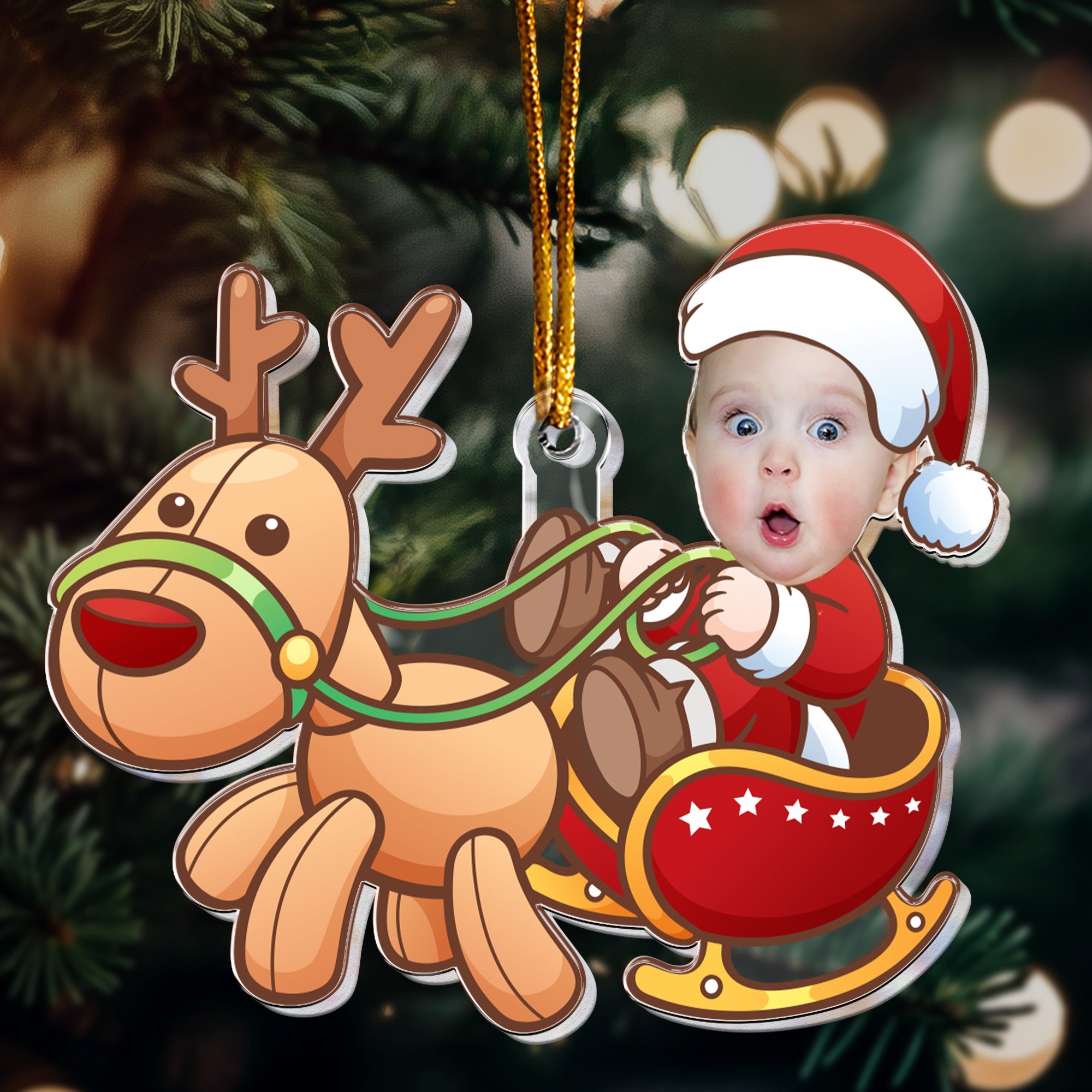 Cute Baby Santa Personalized Acrylic Photo Ornament_1