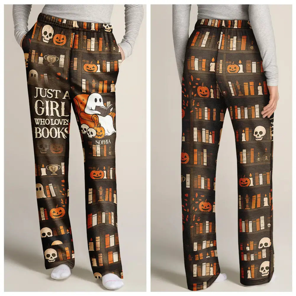 Cute Ghost Just A Girl Who Loves Books Personalized Pajama Pants TT1226 CIN3562 MK1