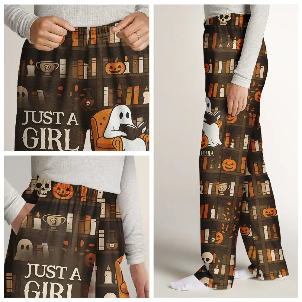 Cute Ghost Just A Girl Who Loves Books Personalized Pajama Pants TT1226 CIN3562 MK6